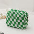 Checkerboard Cosmetic Bag Knitted Toiletry Storage Bag Colorful Makeup Pouch Organizer Checkered Pattern Cosmetic Bag